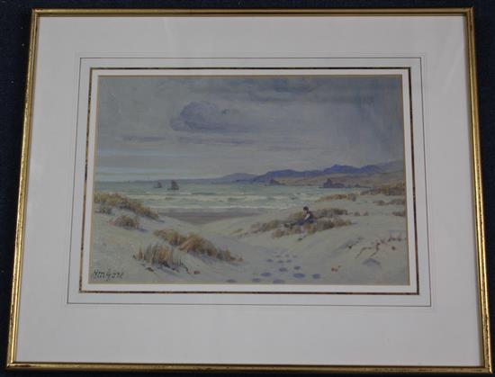 Henry Morland Gore (b.1864) Beach scene, New Zealand, 9 x 13in.